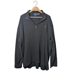 Polo Ralph Lauren Black Estate Rib Quarter Zip Pullover Mens Size XXL Preppy